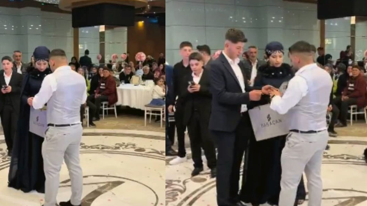Düğünde şaşırtan takı merasimi: Torbadan çıkardı herkes şaştı kaldı