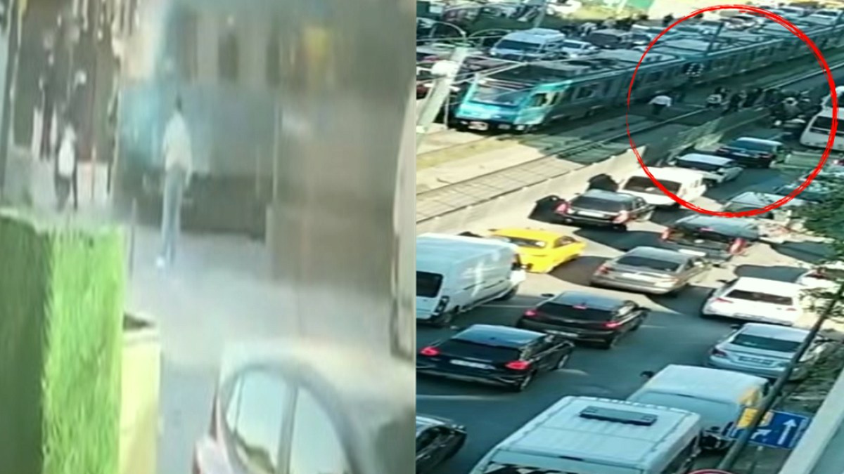 Yolun karşısına geçmek isteyen motosikletliye tramvay çarptı!