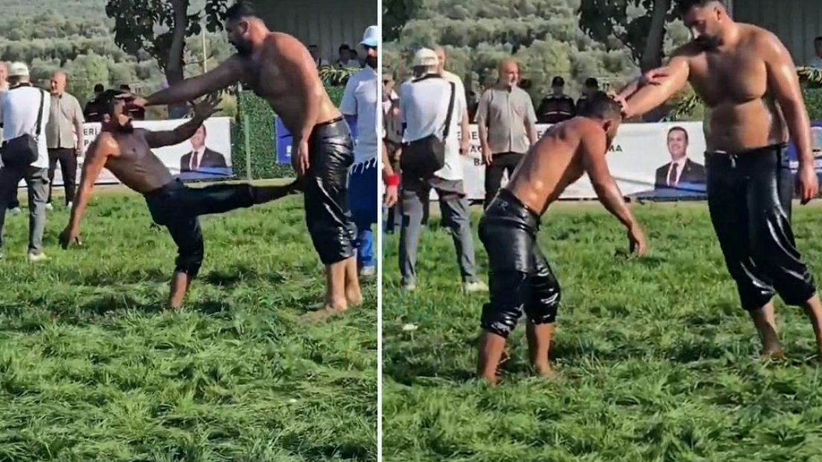 Kendisinden iki kat büyük güreşçiye kafa tuttu! Sosyal medyada yeniden gündem oldu