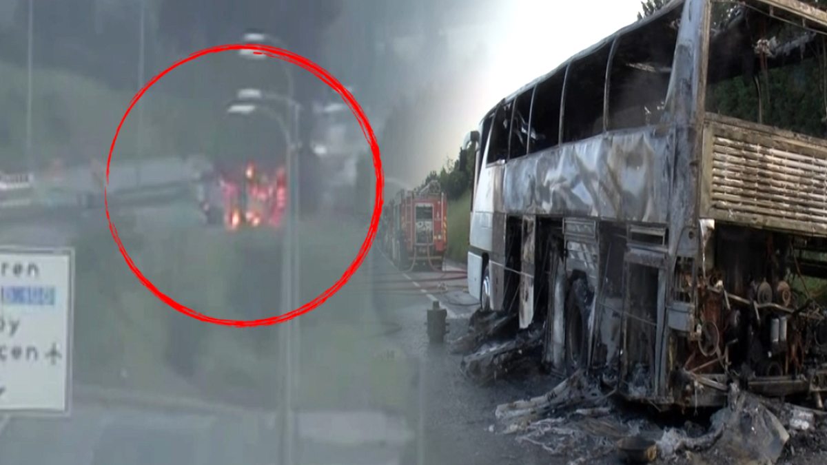 Tuzla'da tur otobüsü yandı: İçinde 43 kişi vardı!